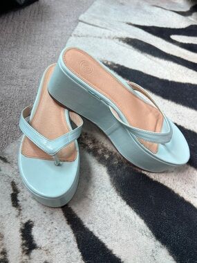 Urban Outfitters Mint Platform Thong Sandals